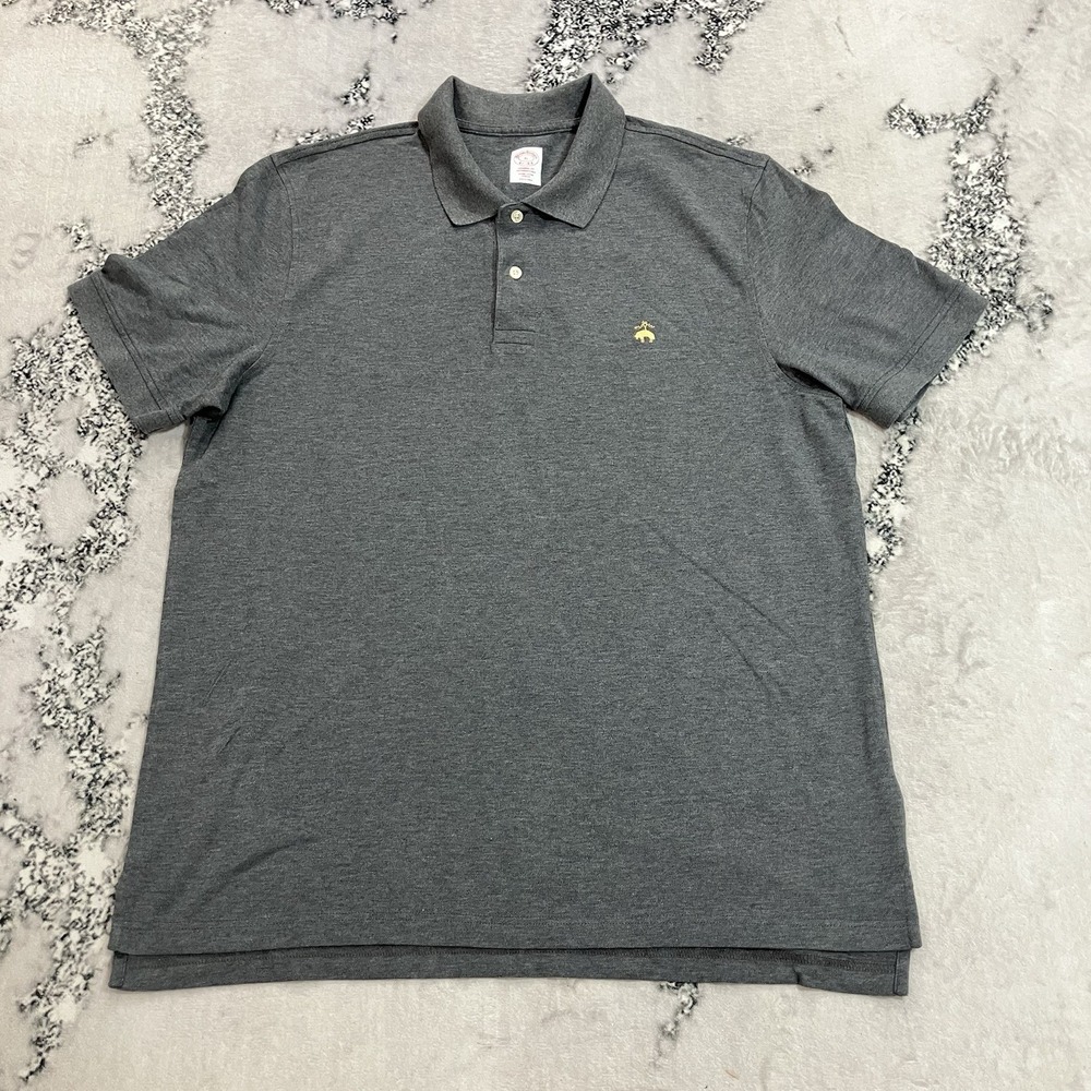 Brooks Brothers Performance Polo Shirt Men's Sz XL Gray Supima Cotton Stretch
